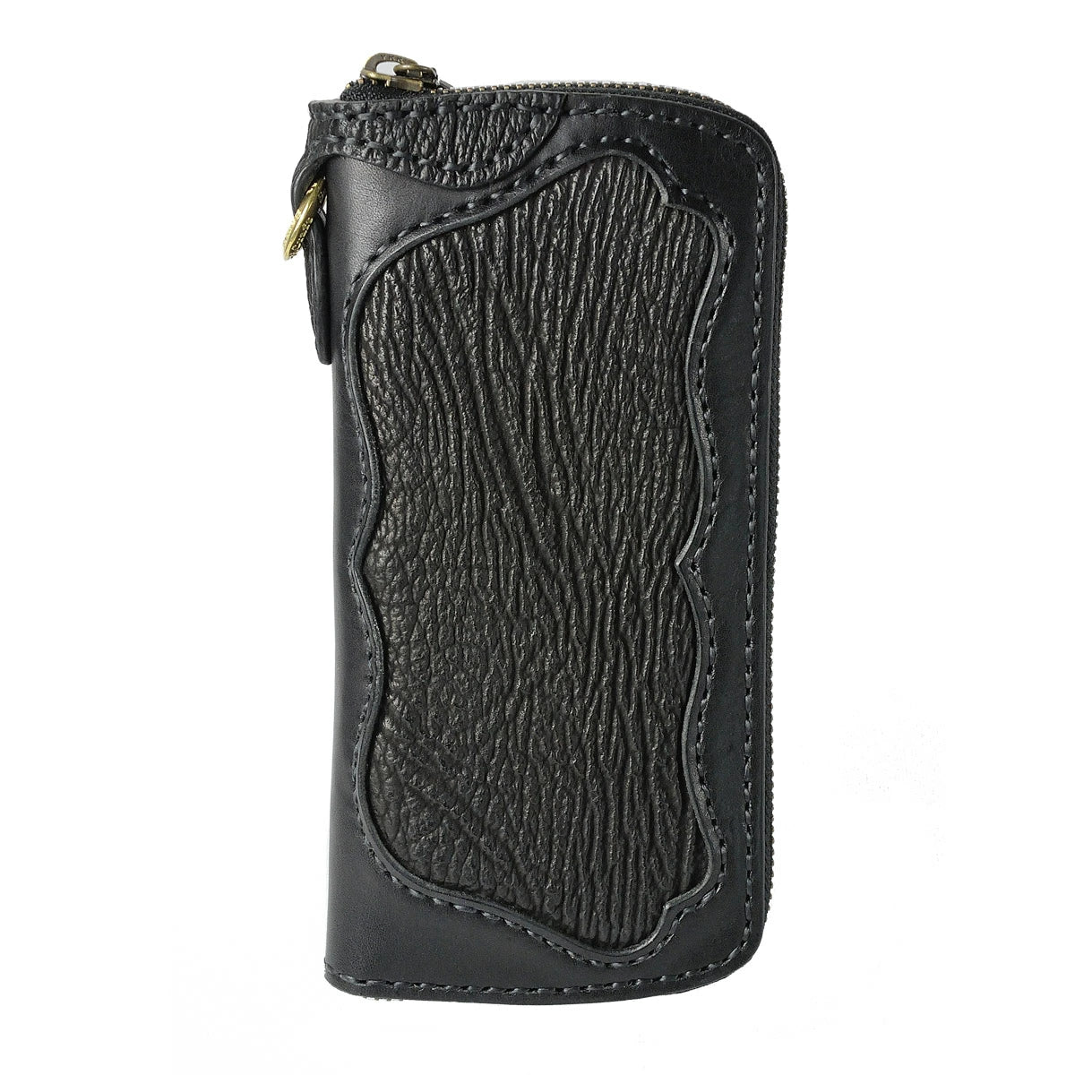 サムライクラフト ラウンドファスナー タイプ2 サドルベーシック オイルレザー シャークスキン インレイ ウォレットチェーン対応