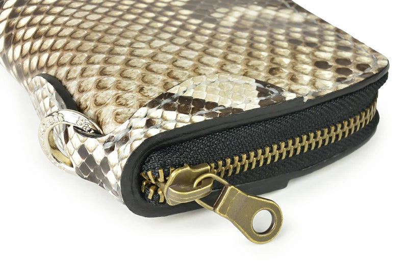 サムライクラフト ラウンドファスナー タイプ2 ダイヤモンドパイソン サドルレザー オイルレザー ウォレットチェーン対応