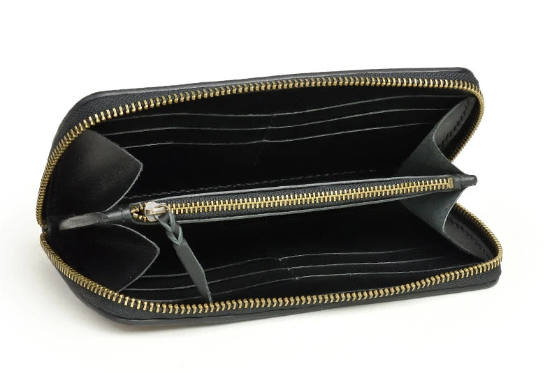 サムライクラフト ラウンドファスナー タイプ2 シェリダンスタイルカービング 黒染 サドルレザー