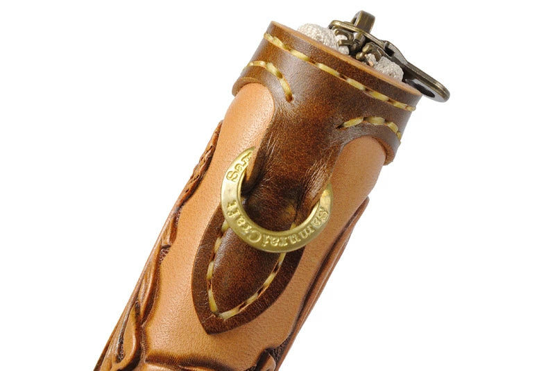 サムライクラフト ラウンドファスナー タイプ3 シェリダンスタイルカービング バスケットウィーブスタンピング タンニング加工 ルガトショルダー ウォレットチェーン対応