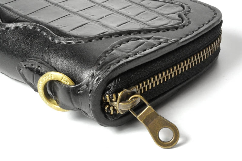 サムライクラフト ラウンドファスナー タイプ3-R クロコダイル インレイ ウォレットチェーン対応