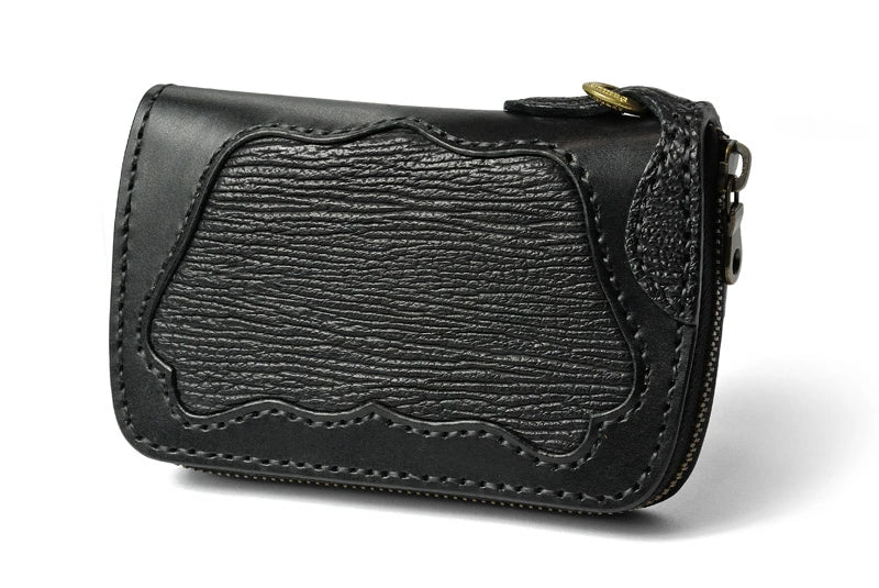 サムライクラフト ラウンドファスナー タイプ3-R シャークスキン ブラック インレイ ウォレットチェーン対応