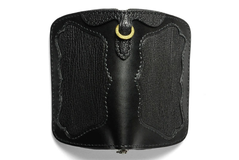 サムライクラフト ラウンドファスナー タイプ3-R シャークスキン ブラック インレイ ウォレットチェーン対応