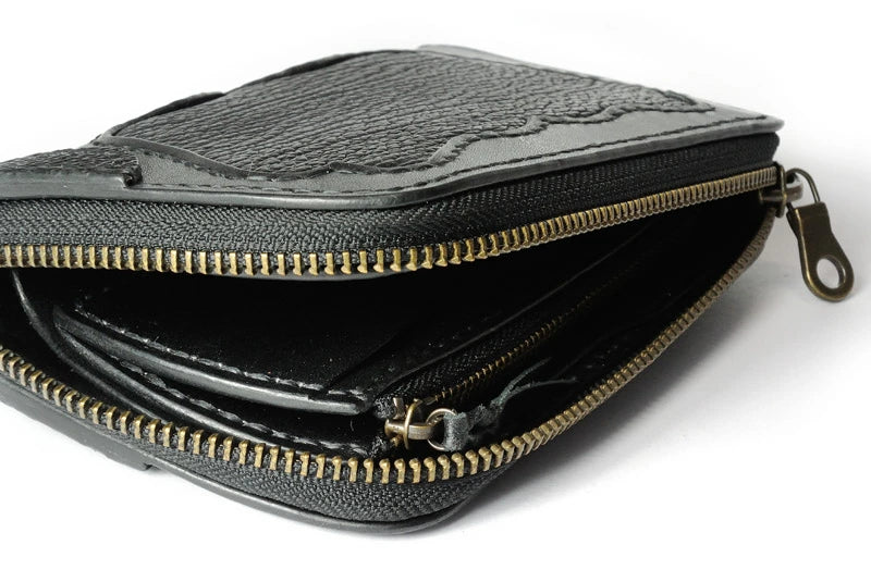 サムライクラフト ラウンドファスナー タイプ3-R シャークスキン ブラック インレイ ウォレットチェーン対応