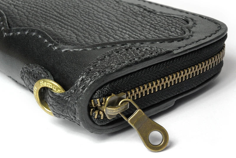 サムライクラフト ラウンドファスナー タイプ3-R シャークスキン ブラック インレイ ウォレットチェーン対応
