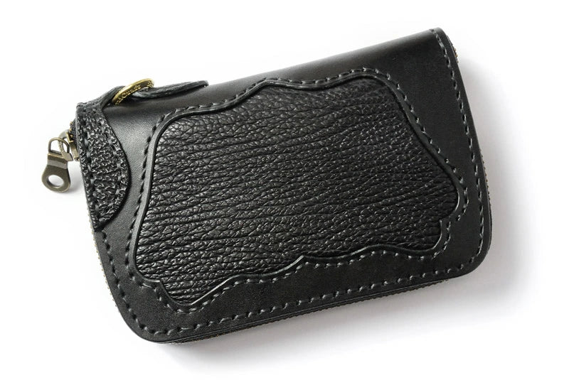 サムライクラフト ラウンドファスナー タイプ3-R シャークスキン ブラック インレイ ウォレットチェーン対応