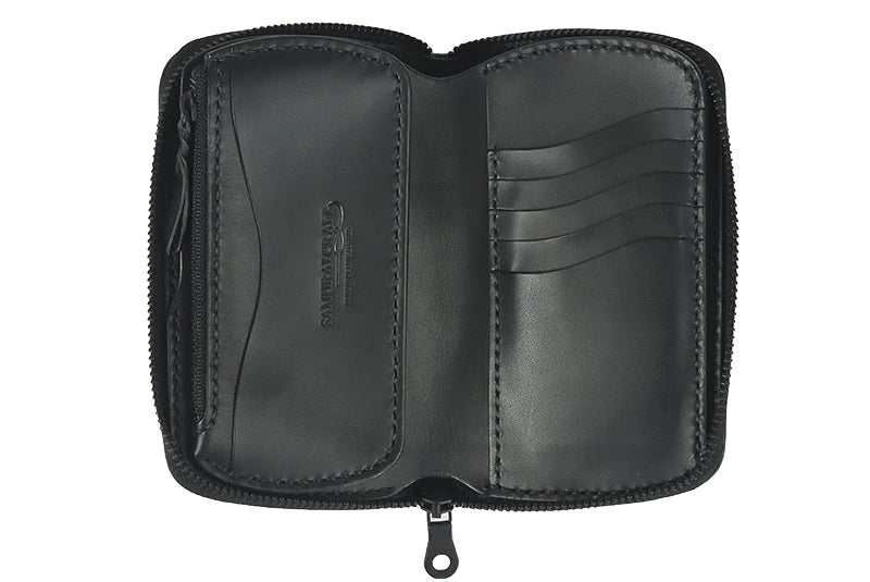 サムライクラフト ラウンドファスナー タイプ3-R ダイヤモンドパイソン バックカット マット加工 ブラック ウォレットチェーン対応