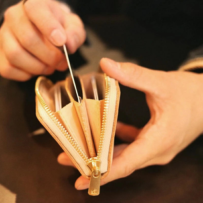 サムライクラフト ラウンドファスナー ミニウォレット タイプ5 バスケットウィーブスタンピング