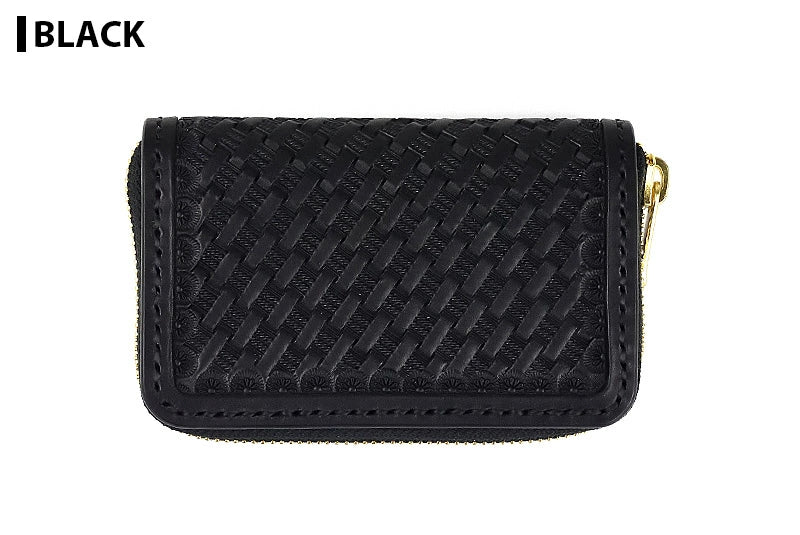 サムライクラフト ラウンドファスナー ミニウォレット タイプ5 バスケットウィーブスタンピング