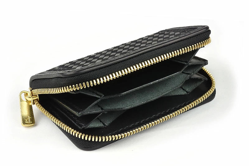 サムライクラフト ラウンドファスナー ミニウォレット タイプ5 バスケットウィーブスタンピング