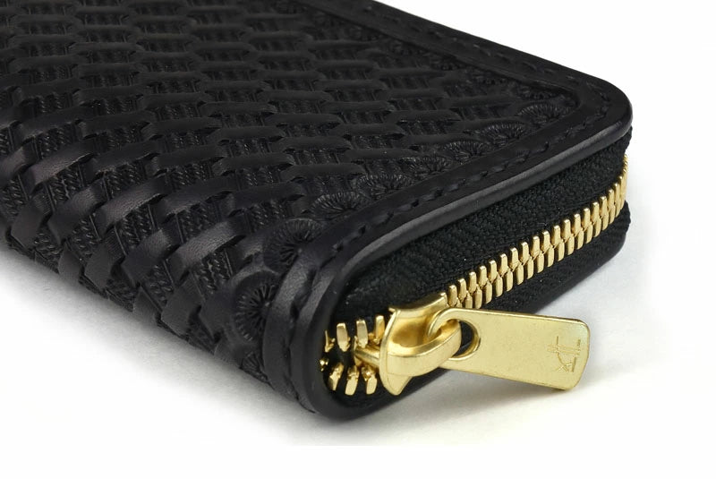 サムライクラフト ラウンドファスナー ミニウォレット タイプ5 バスケットウィーブスタンピング