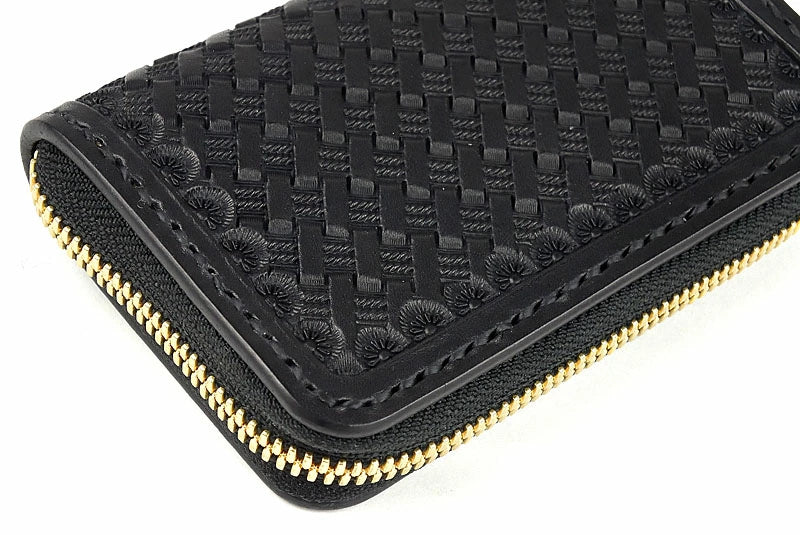 サムライクラフト ラウンドファスナー ミニウォレット タイプ5 バスケットウィーブスタンピング