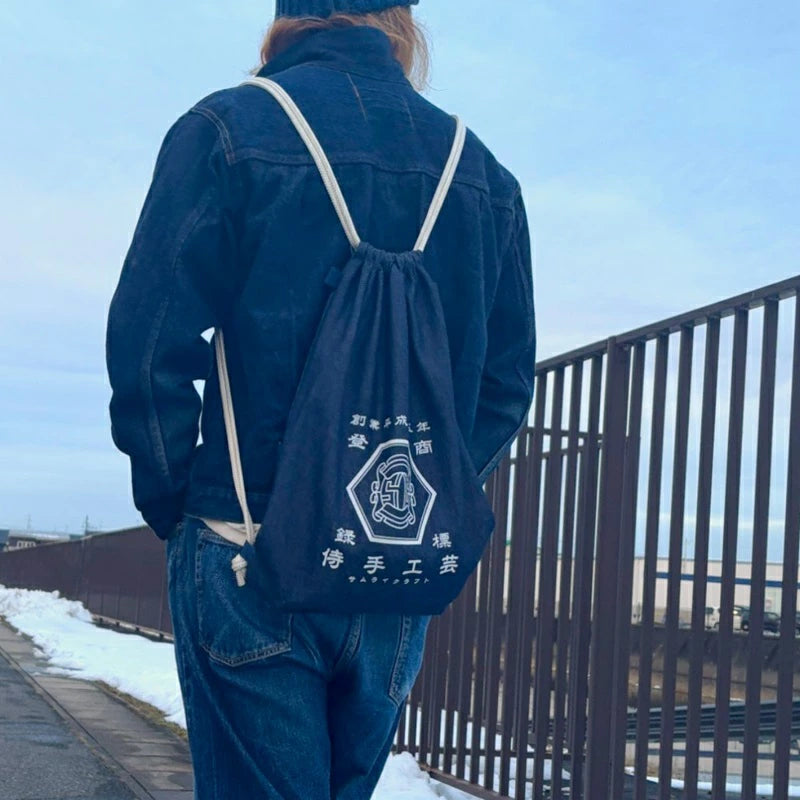 【初売限定20%オフ】 2WAY 10oz デニム ナップサック 侍手工芸 赤ピス 商標登録デザイン