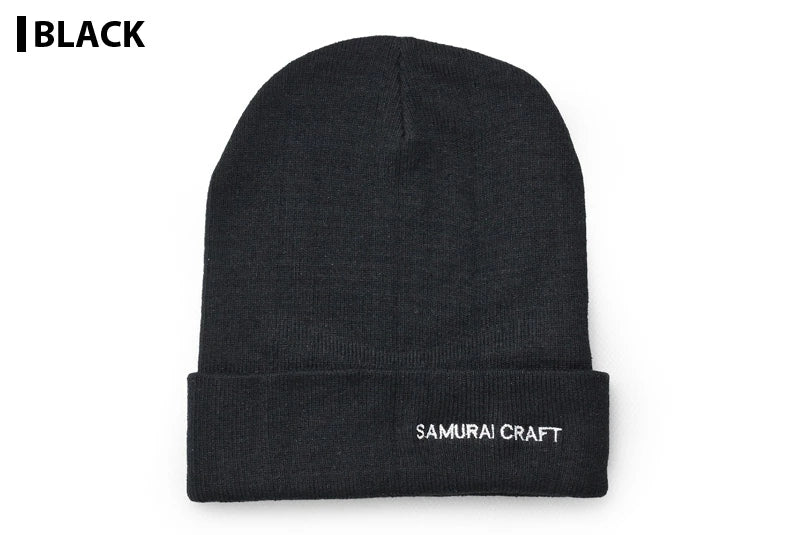 【SAMURAI CRAFT】サムライクラフト オリジナル SC ニット帽 ニットキャップ ビーニー カスタムキャップ ロゴ刺繍 キャップ ブラック グレー ネイビー 帽子 アメカジ