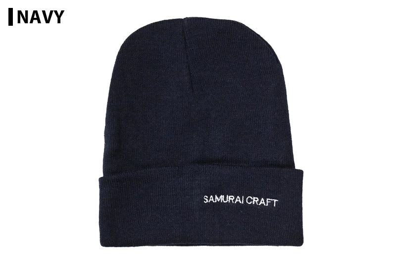 【SAMURAI CRAFT】サムライクラフト オリジナル SC ニット帽 ニットキャップ ビーニー カスタムキャップ ロゴ刺繍 キャップ ブラック グレー ネイビー 帽子 アメカジ