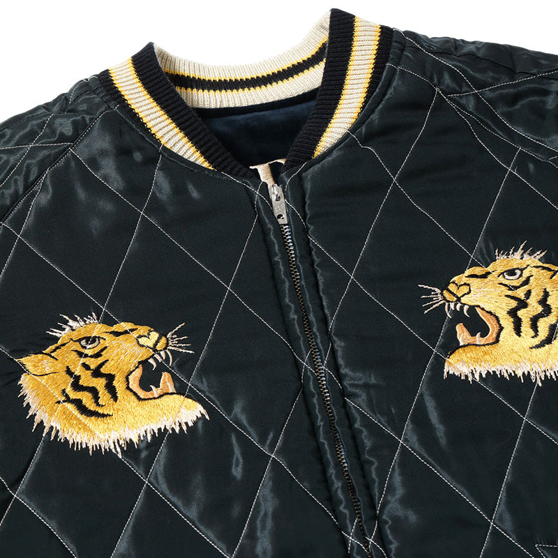 テーラー東洋 スーベニアジャケット スカジャン リバーシブル 別珍 中綿 キルティング タイガー 虎 ジャパンマップ 日本地図 富士山 TT15792-128 ネイビー