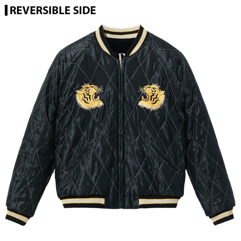 テーラー東洋 スーベニアジャケット スカジャン リバーシブル 別珍 中綿 キルティング タイガー 虎 ジャパンマップ 日本地図 富士山 TT15792-128 ネイビー