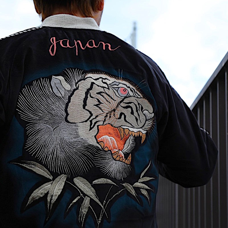 テーラー東洋 60周年記念 スーベニアジャケット スカジャン 別珍 TT15809-119 TIGER HEAD × EAGLE 港商 ステンシル