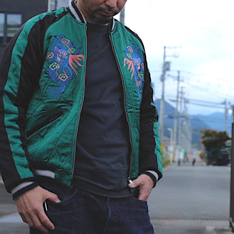 テーラー東洋 60周年記念 スーベニアジャケット スカジャン 別珍 TT15809-119 TIGER HEAD × EAGLE 港商 ステンシル