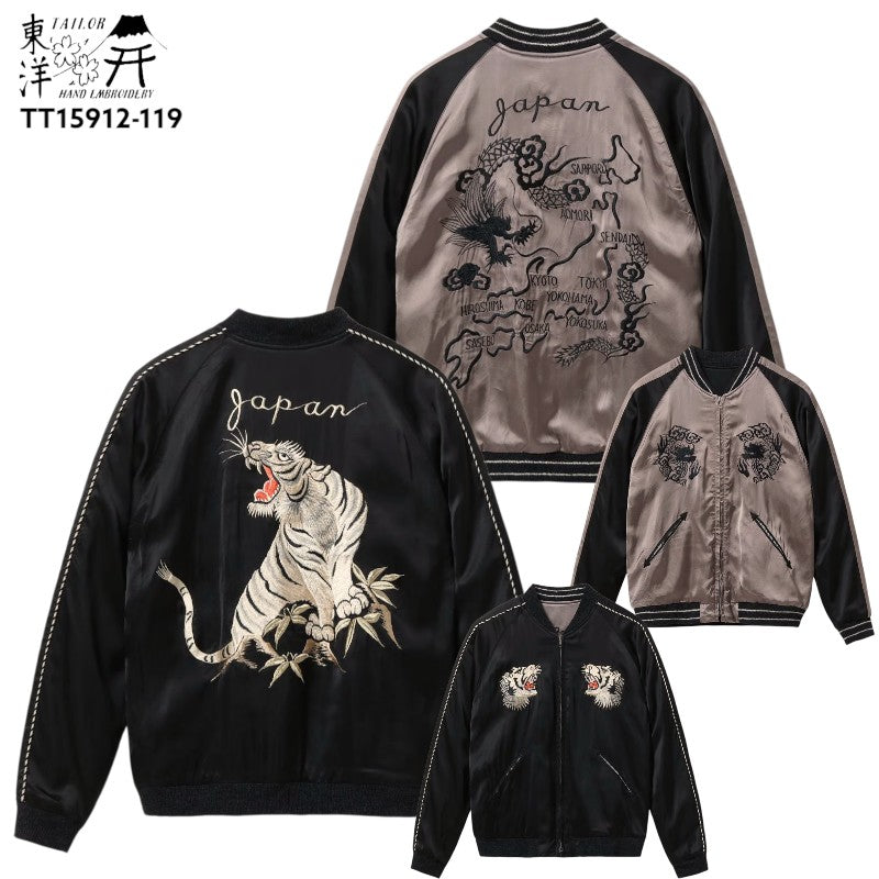 テーラー東洋 スーベニアジャケット スカジャン TT15912-119 ROARING WHITE TIGER × JAPAN MAP