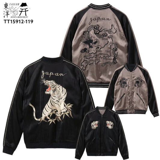 テーラー東洋 スーベニアジャケット スカジャン TT15912-119 ROARING WHITE TIGER × JAPAN MAP