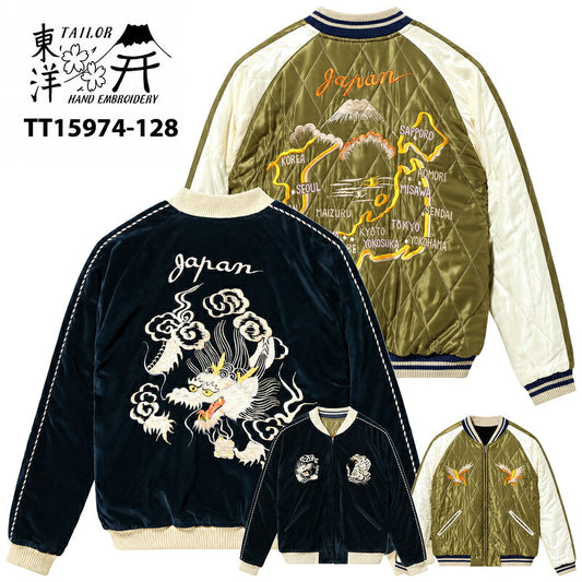 TAILOR TOYO TT15974-128 WHITE DRAGON × JAPAN MAP ネイビー メイン画像