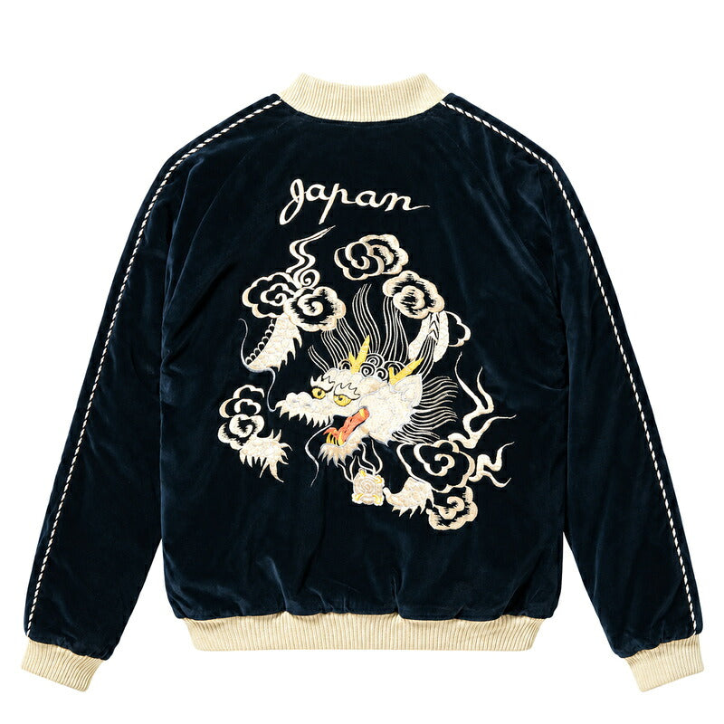 TAILOR TOYO TT15974-128 WHITE DRAGON × JAPAN MAP ネイビー 表側 背面