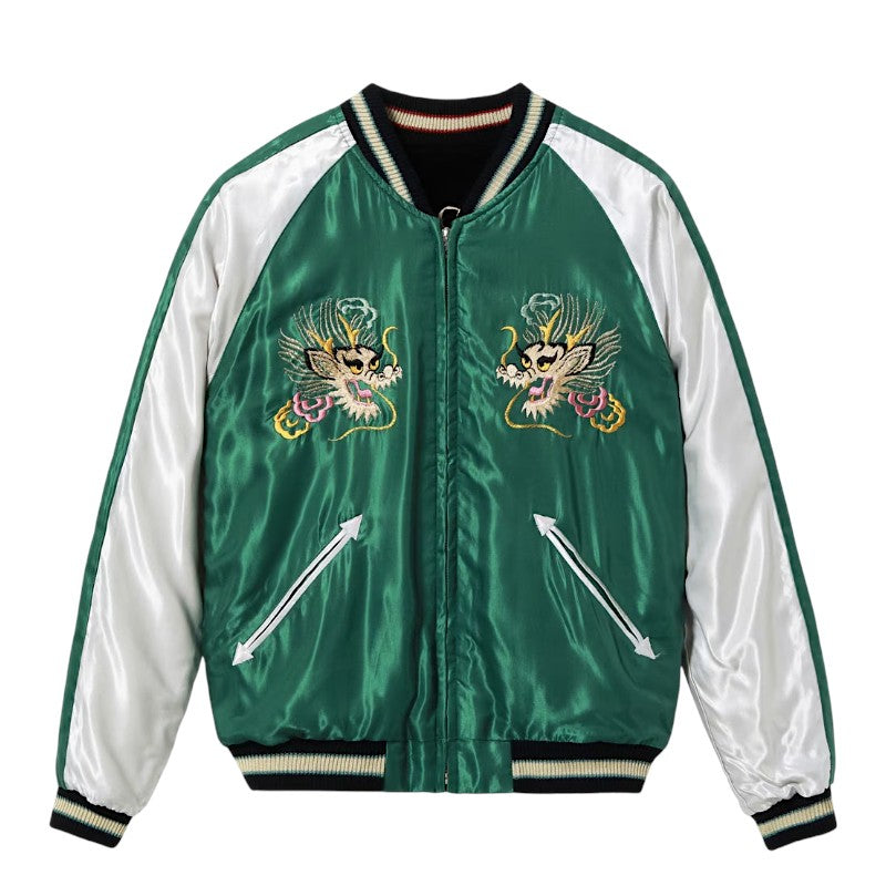 テーラー東洋 スーベニアジャケット スカジャン TT15975-119 WHITE TIGER × GOLD DRAGON 別珍2トーン