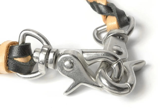 サムライクラフト ウォレットチェーン らせん編み 4本編み サドルレザー オイルレザー