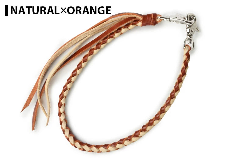 サムライクラフト ウォレットチェーン 4本編み ダイヤ編み ルガトショルダー × サドルレザー ナチュラル