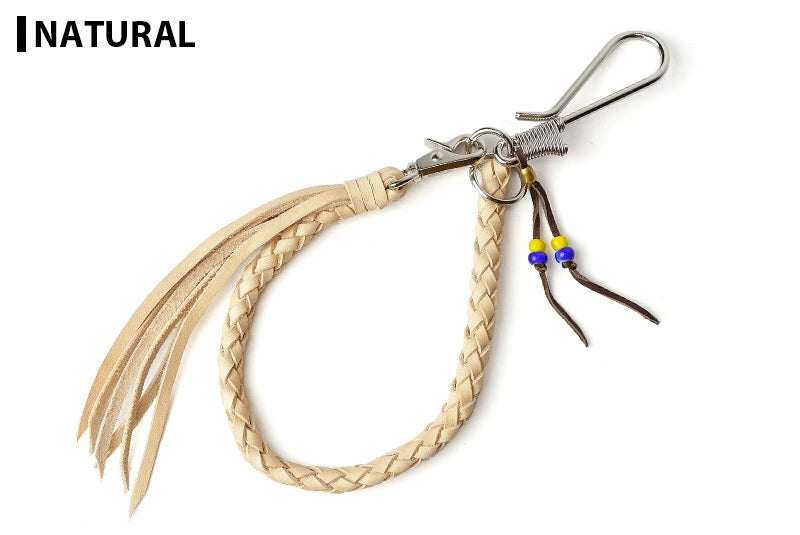 サムライクラフト ウォレットチェーン 6本編み 釣り針フック ニッケル シルバー色 サドルレザー オイルレザー