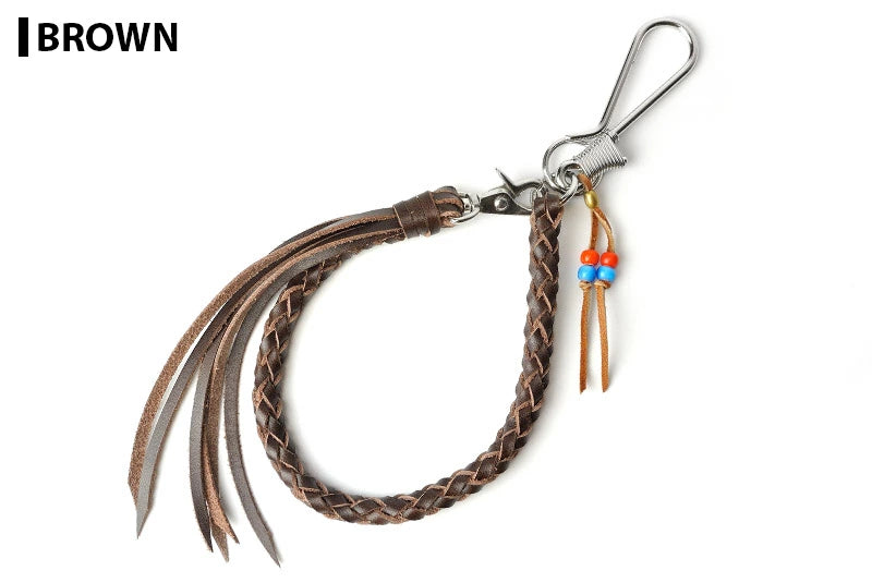 サムライクラフト ウォレットチェーン 6本編み 釣り針フック ニッケル シルバー色 サドルレザー オイルレザー