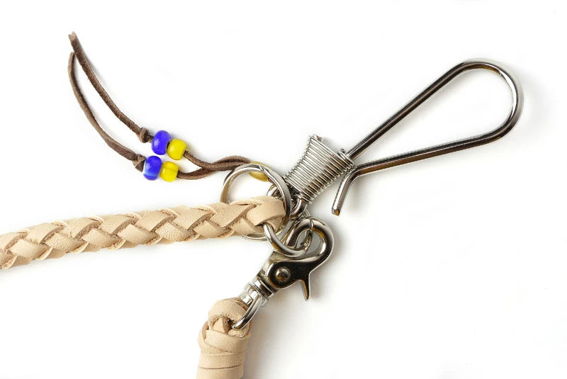 サムライクラフト ウォレットチェーン 6本編み 釣り針フック ニッケル シルバー色 サドルレザー オイルレザー