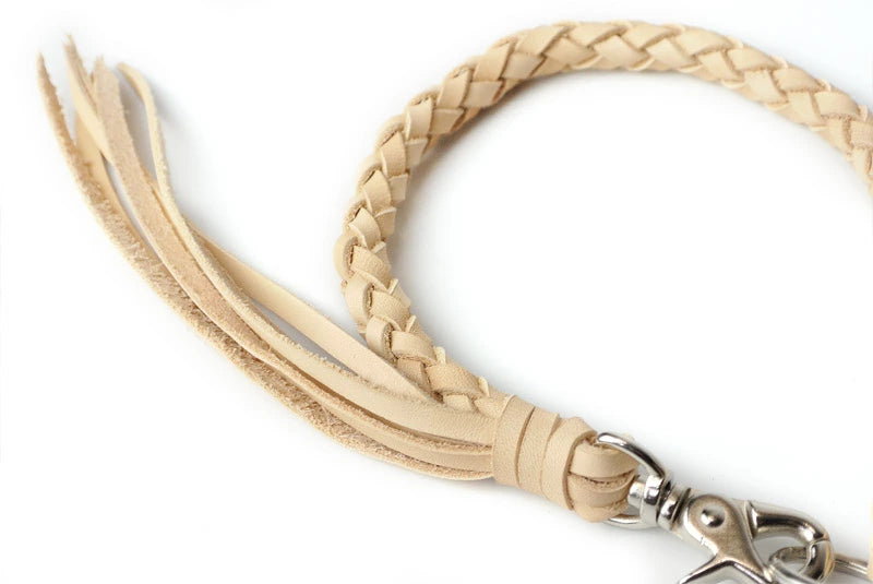 サムライクラフト ウォレットチェーン 6本編み 釣り針フック ニッケル シルバー色 サドルレザー オイルレザー