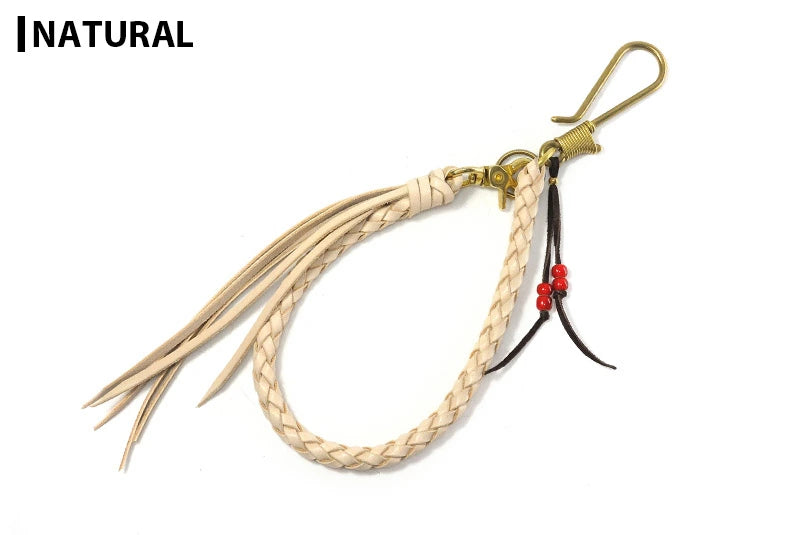 サムライクラフト ウォレットチェーン 6本編み 釣り針フック 真鍮 サドルレザー オイルレザー