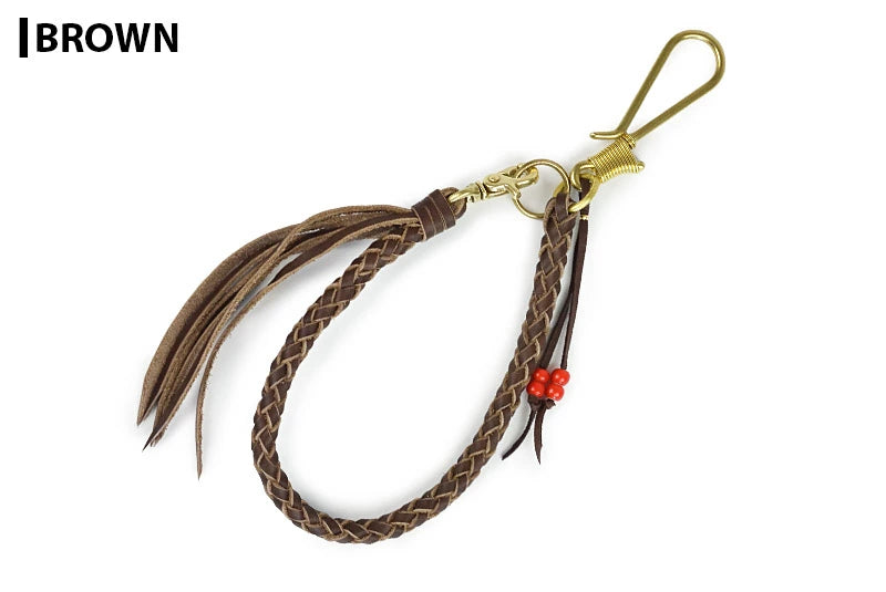 サムライクラフト ウォレットチェーン 6本編み 釣り針フック 真鍮 サドルレザー オイルレザー