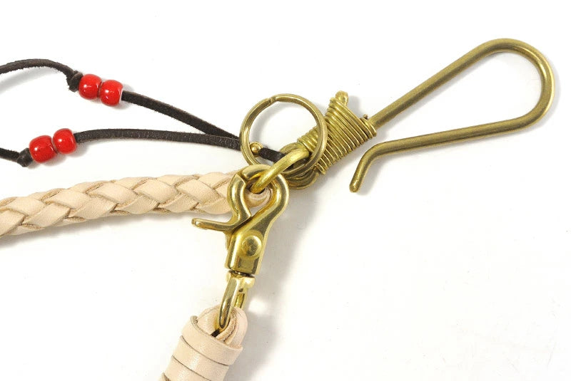 サムライクラフト ウォレットチェーン 6本編み 釣り針フック 真鍮 サドルレザー オイルレザー