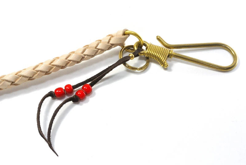 サムライクラフト ウォレットチェーン 6本編み 釣り針フック 真鍮 サドルレザー オイルレザー