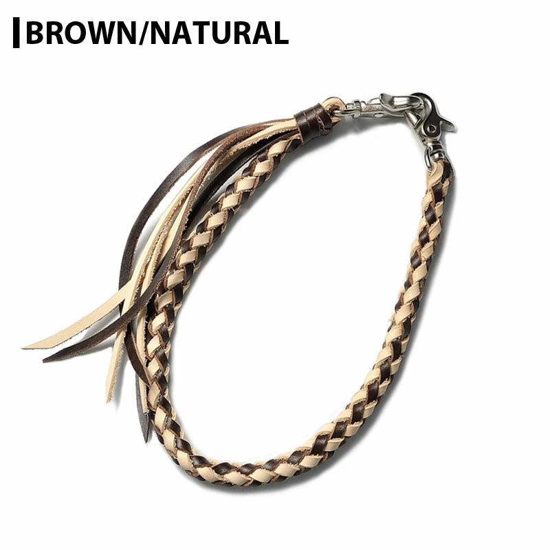 サムライクラフト ウォレットチェーン ダイヤ編み バイカラー 6本編み サドルレザー オイルレザー