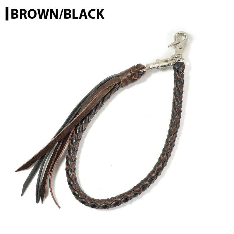 サムライクラフト ウォレットチェーン ダイヤ編み バイカラー 6本編み サドルレザー オイルレザー