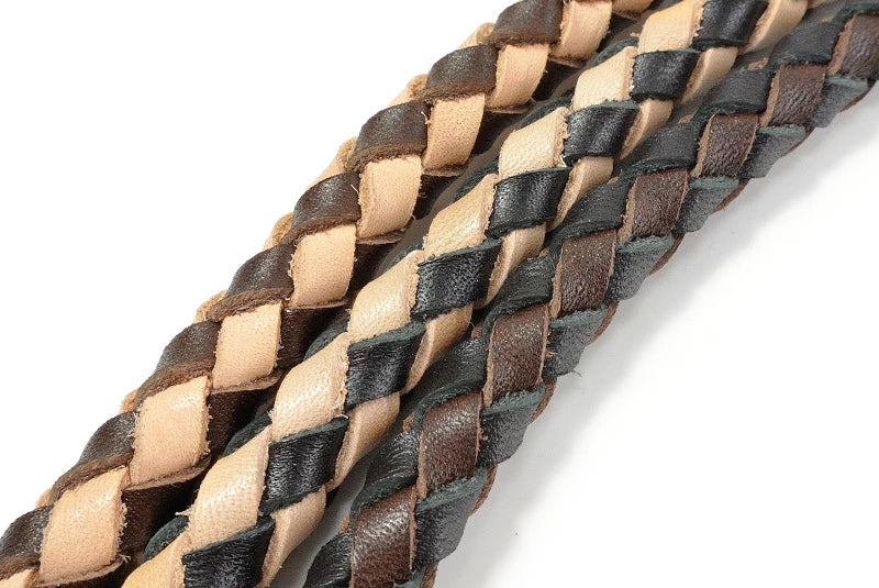 サムライクラフト ウォレットチェーン ダイヤ編み バイカラー 6本編み サドルレザー オイルレザー