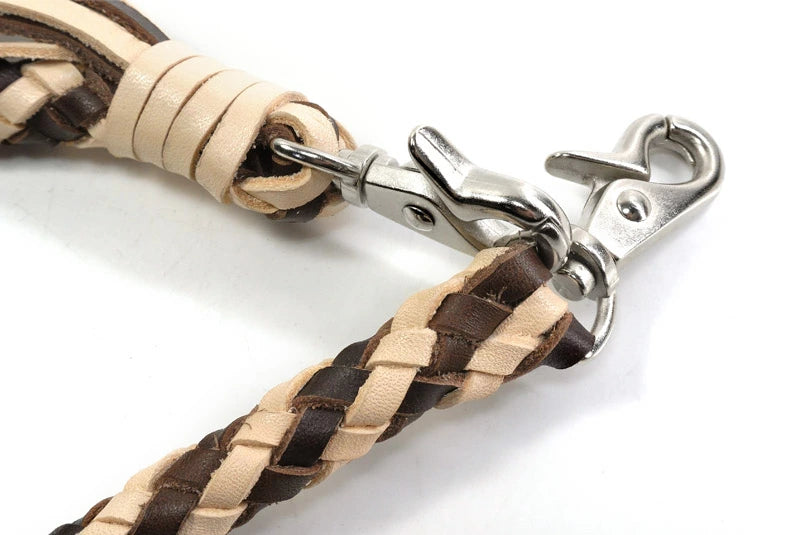 サムライクラフト ウォレットチェーン らせん編み バイカラー 8本編み サドルレザー オイルレザー