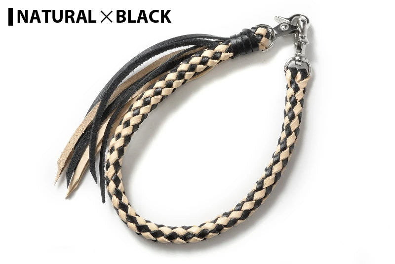 サムライクラフト ウォレットチェーン ダイヤ編み バイカラー 8本編み サドルレザー オイルレザー