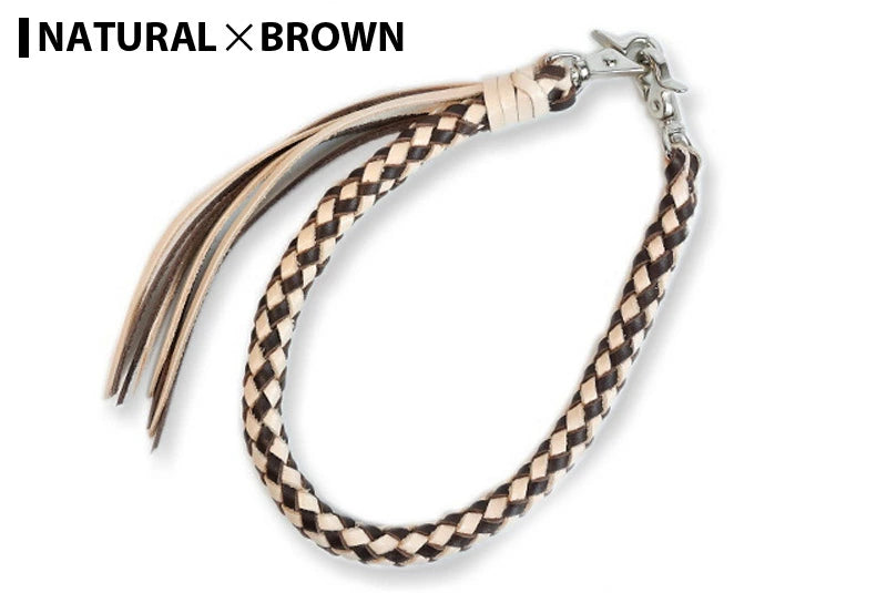 サムライクラフト ウォレットチェーン ダイヤ編み バイカラー 8本編み サドルレザー オイルレザー