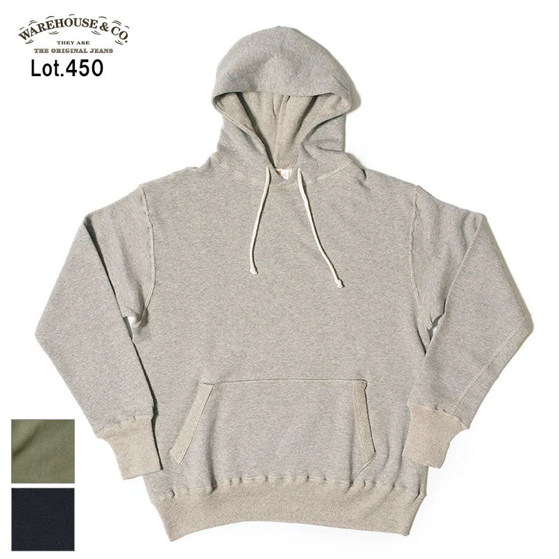 【WAREHOUSE】 ウエアハウス Lot.450 無地 2本針フード セットインスリーブ
