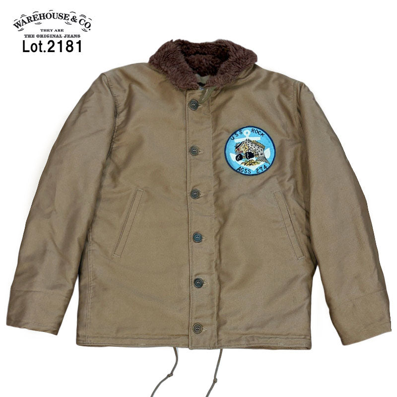 WAREHOUSE ウエアハウス Lot 2181 N-1 NAF1168「USS ROCK 」U.S.NAVY プリント有 デッキジャケット