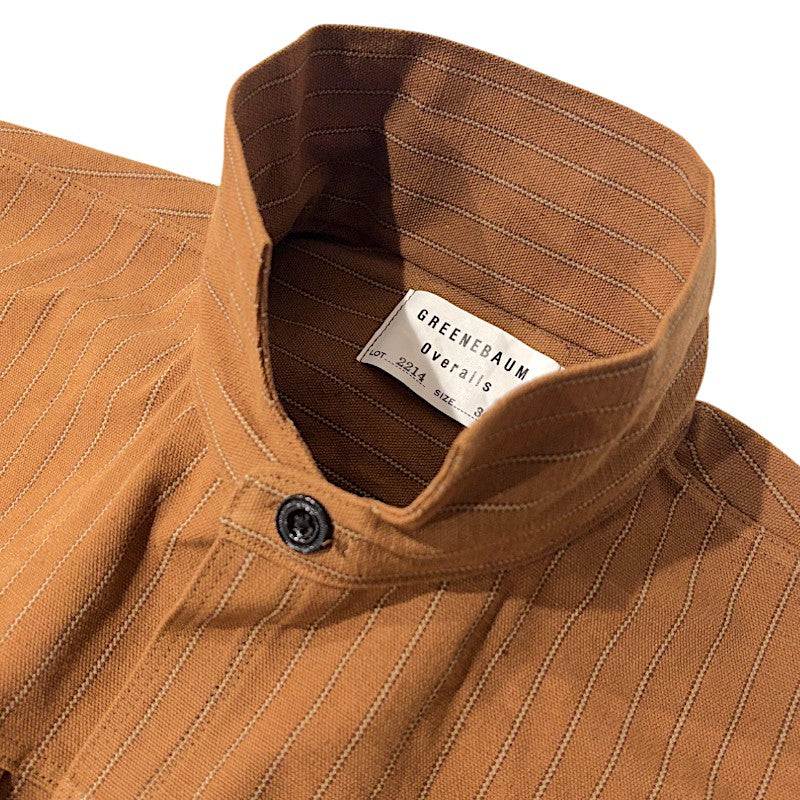 WAREHOUSE Lot 2214 HEAVY LEATHER BOUND BLOUSE ダックストライプ ブラウン ヴィンテージ ワークウェア Gジャン ジャケット ノンウォッシュ 日本製