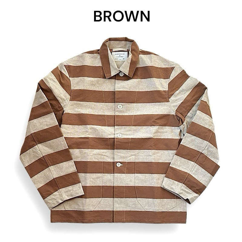 WAREHOUSE Lot 2215 BROWN PRISONER JACKET アップリケ プリズナーボーダー ヴィンテージ ワークウェア プリズナー ジャケット ノンウォッシュ 日本製