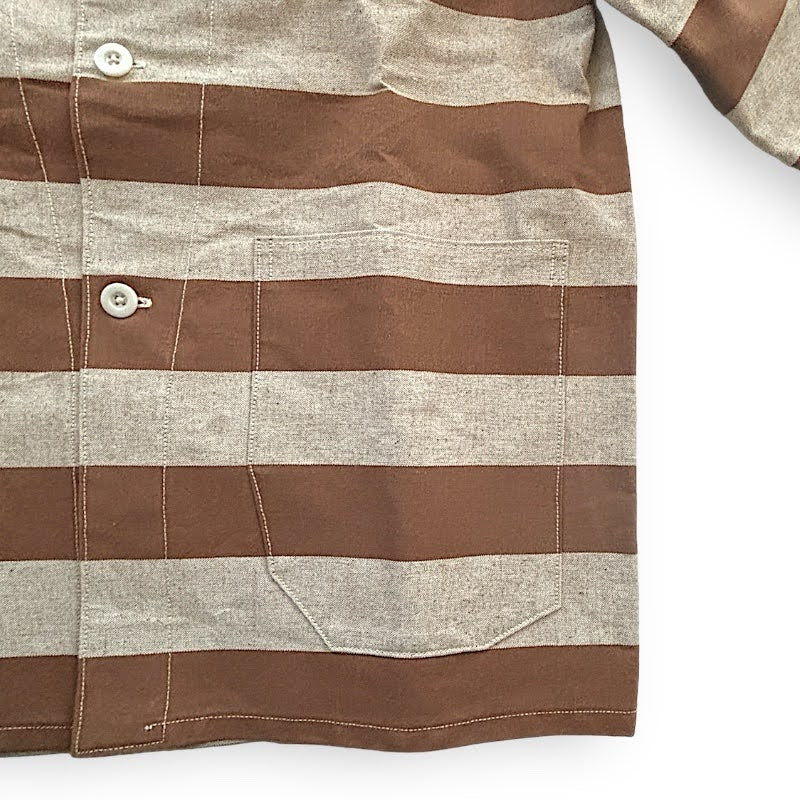WAREHOUSE Lot 2215 BROWN PRISONER JACKET アップリケ プリズナーボーダー ヴィンテージ ワークウェア プリズナー ジャケット ノンウォッシュ 日本製