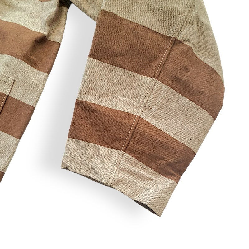 WAREHOUSE Lot 2215 BROWN PRISONER JACKET アップリケ プリズナーボーダー ヴィンテージ ワークウェア プリズナー ジャケット ノンウォッシュ 日本製